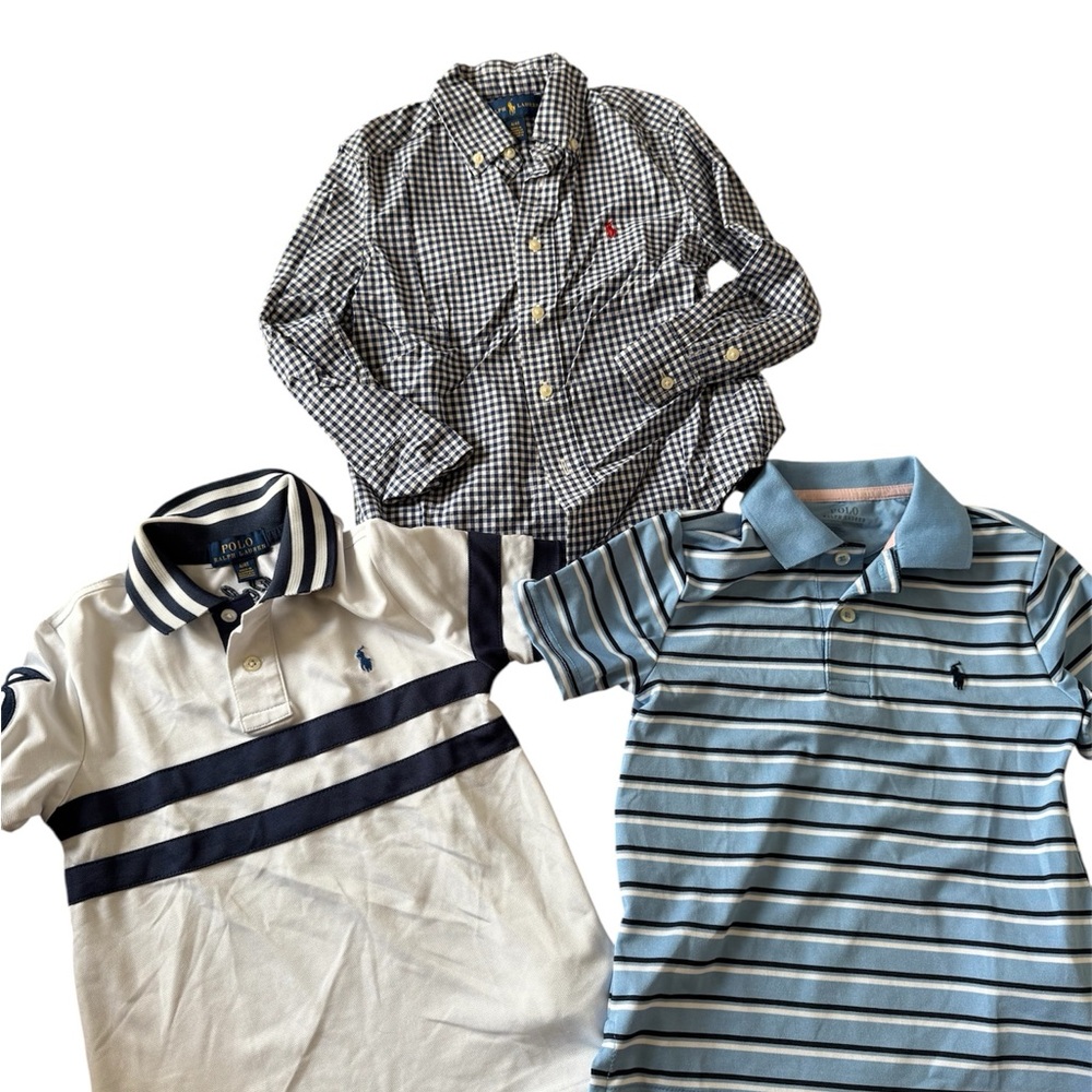 Ralph Lauren Boys' Checkered and Striped Polo Shirt Trio